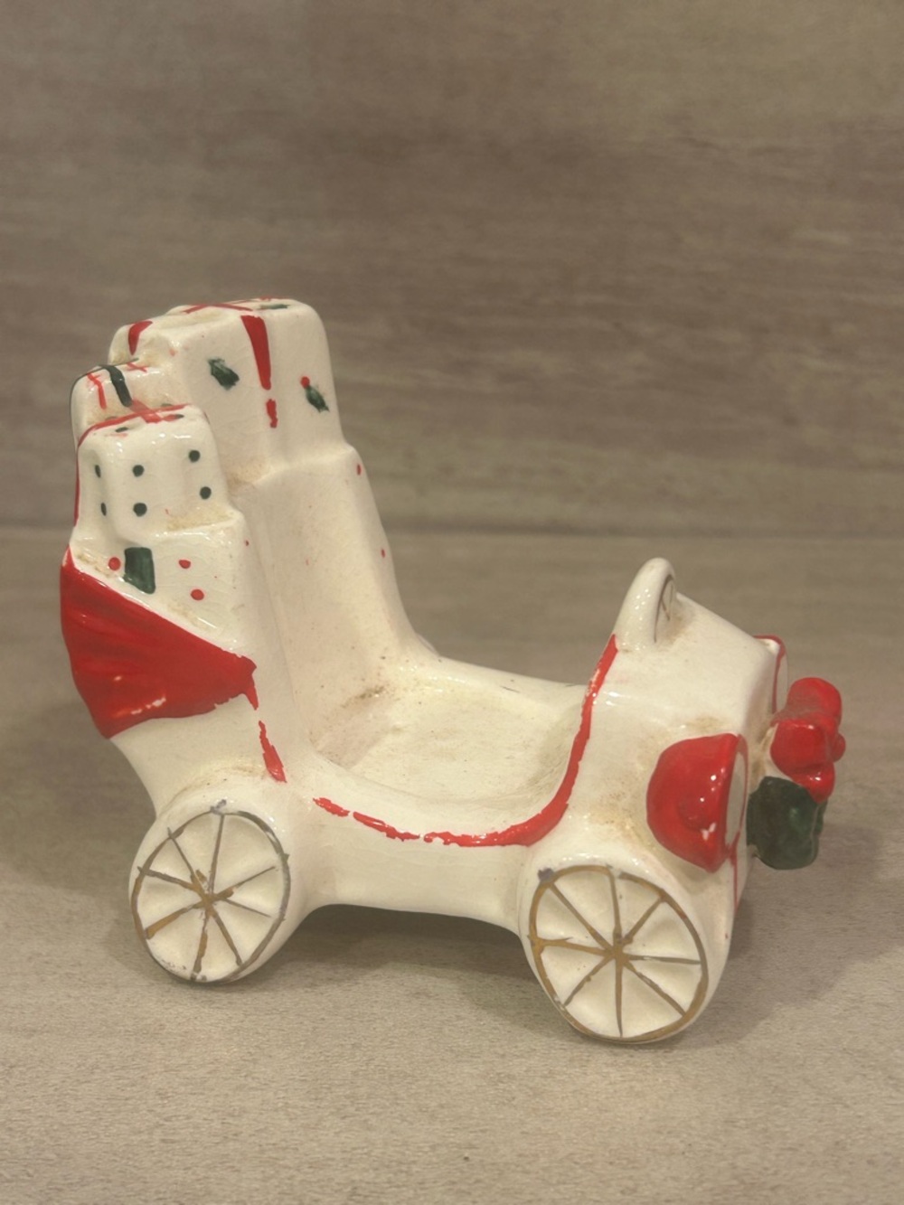 Vintage 1959 Napco Ceramic Christmas Santa Claus Jeep. Believed to be part of a